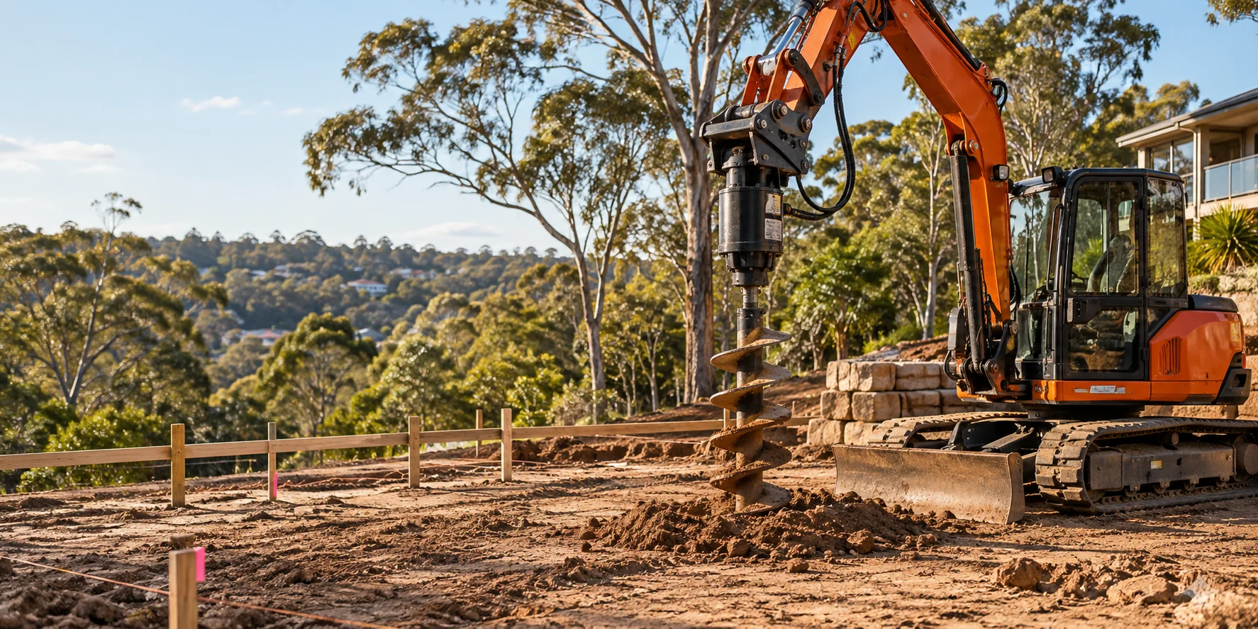 Illustration of auger drilling / post hole drilling works