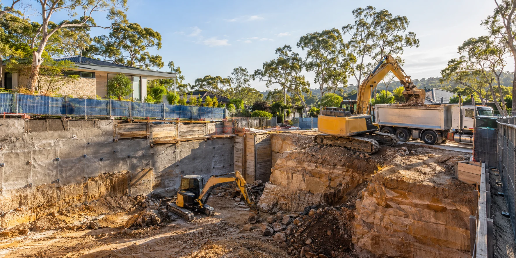 Illustration of basement excavation works