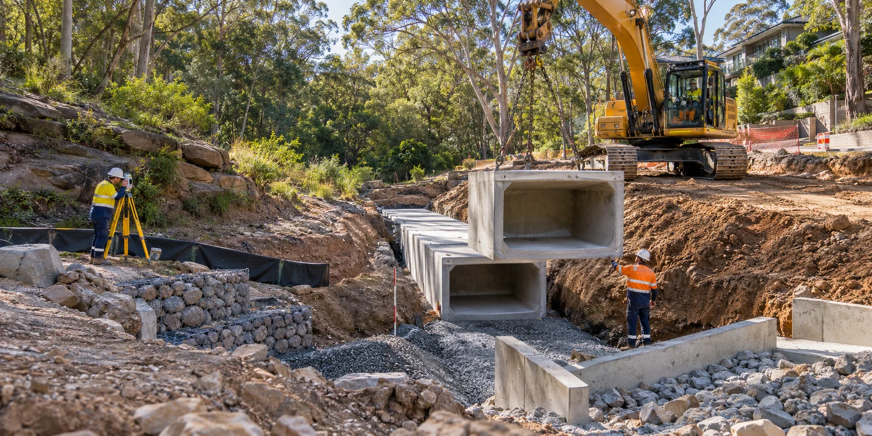 Illustration of culvert installation works