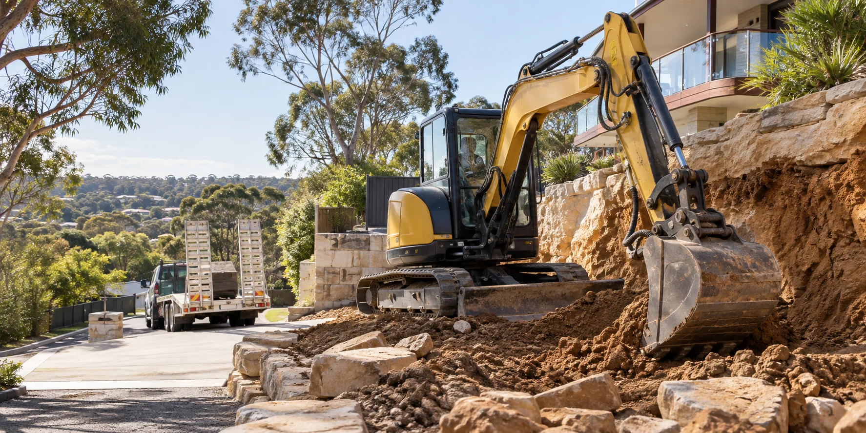 Illustration of excavator hire works
