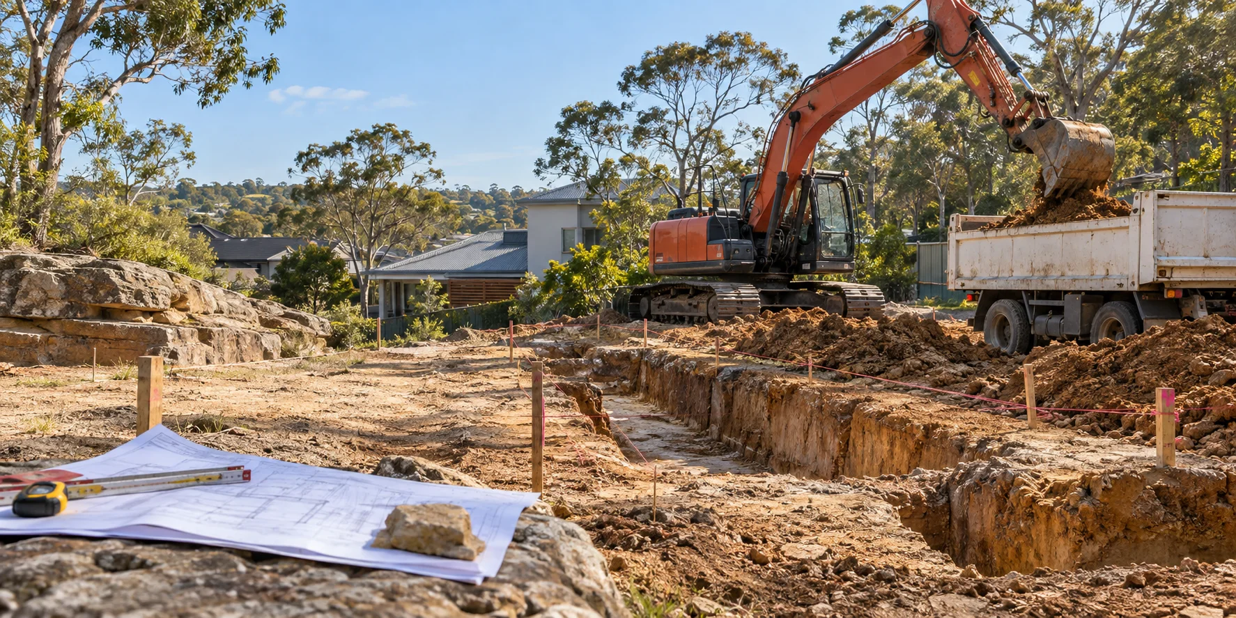 Illustration of footing excavation works