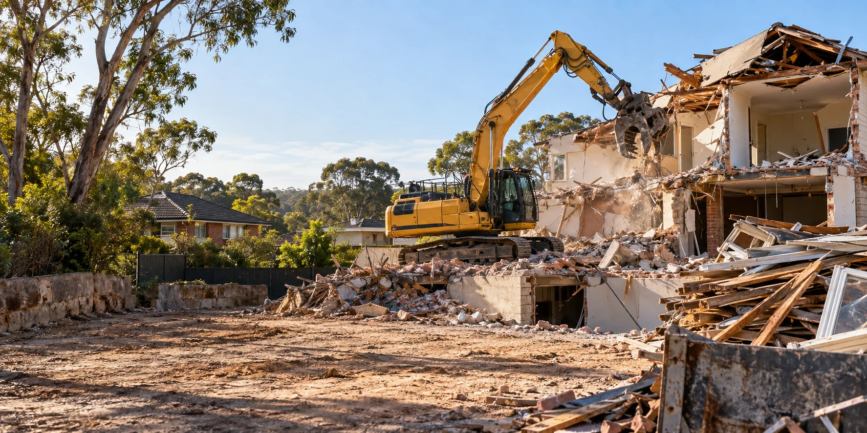 Illustration of house demolition works