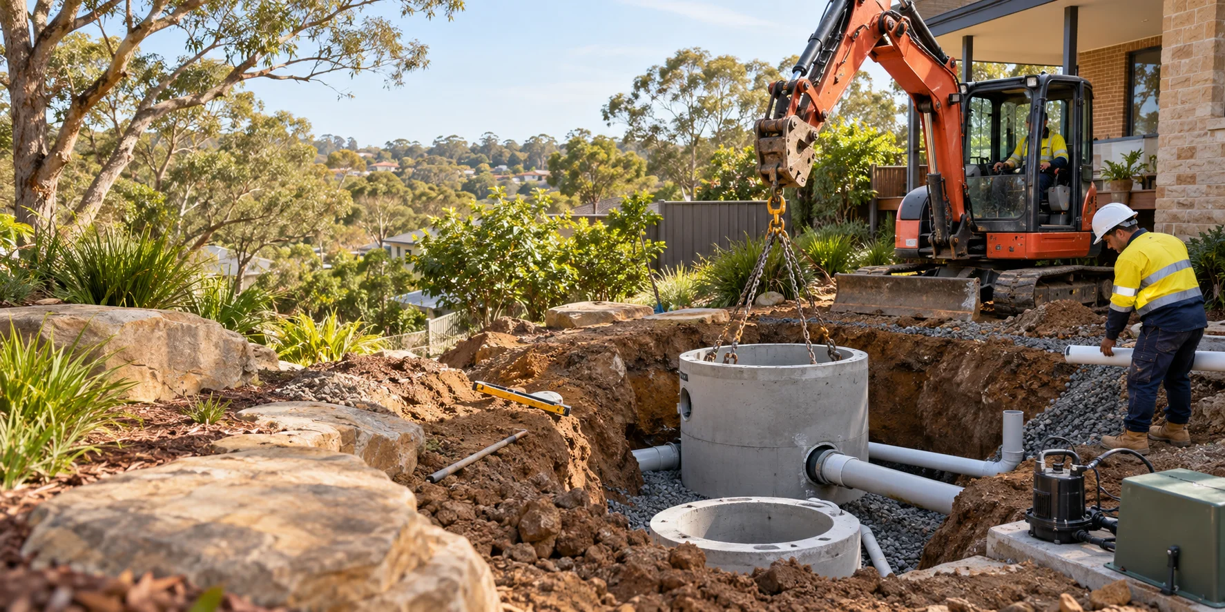 Illustration of sump pit installation works