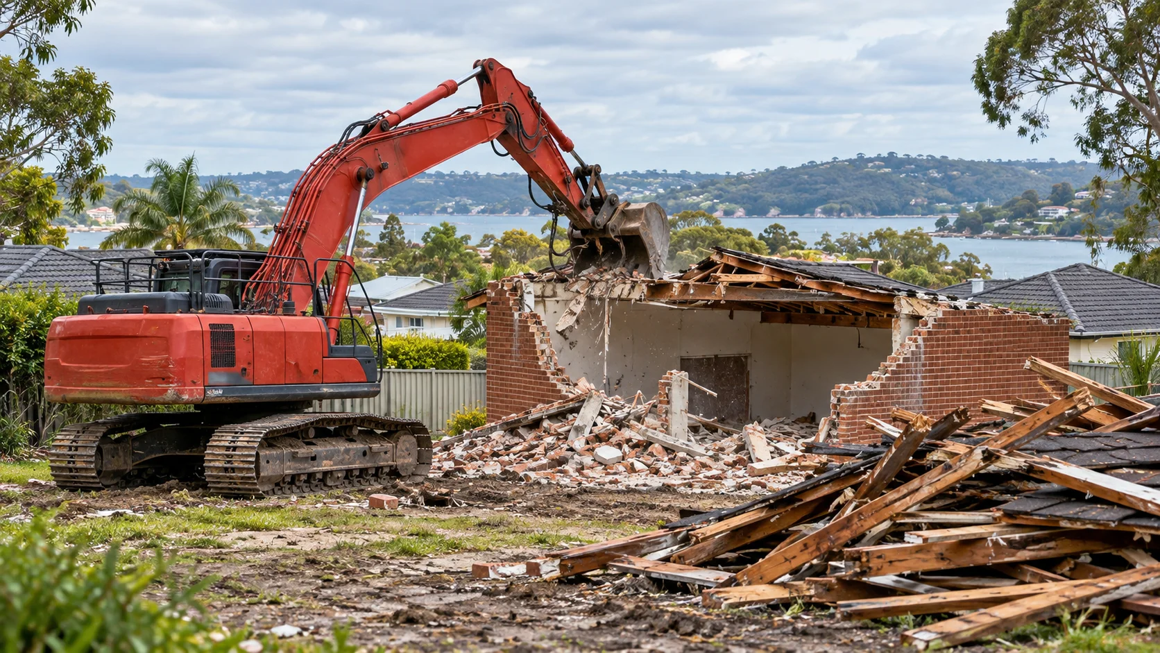 AI-generated illustration of demolition in Caringbah