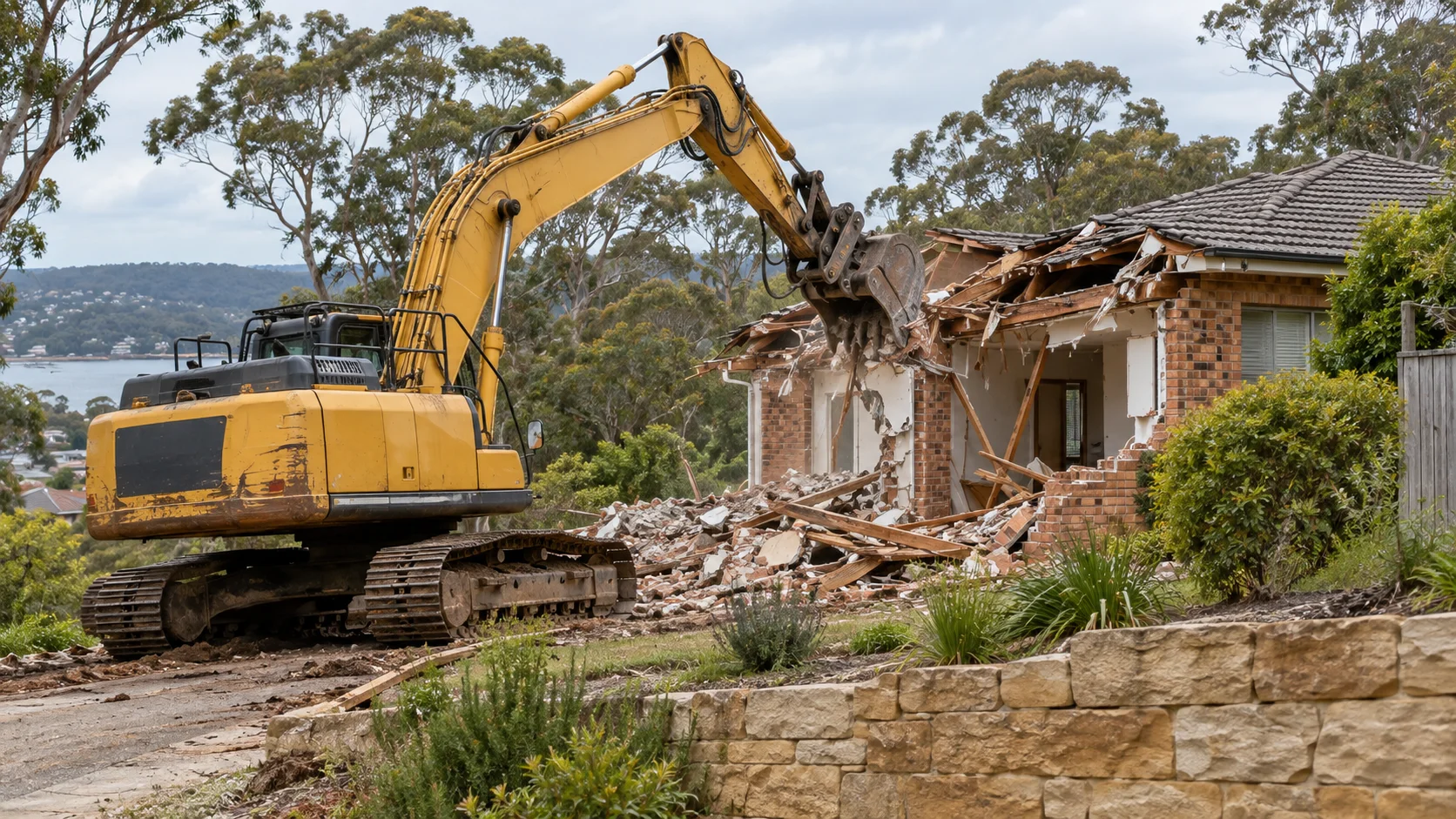 AI-generated illustration of demolition in Engadine