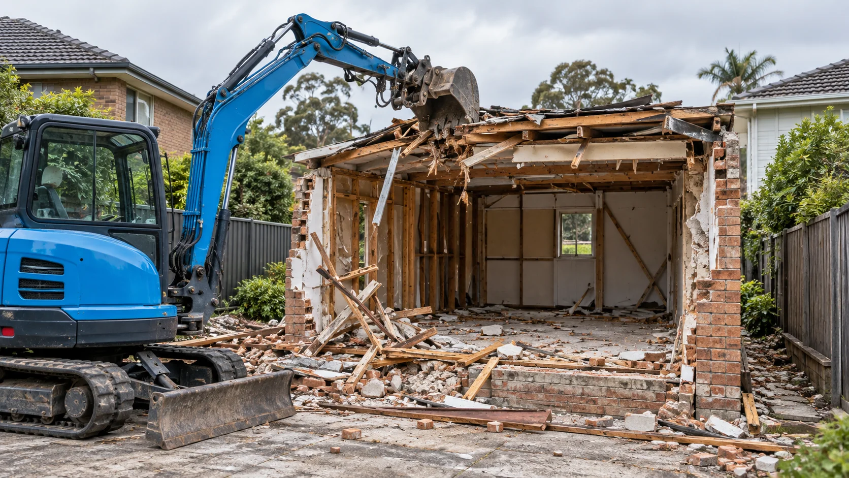 AI-generated illustration of demolition in Jannali